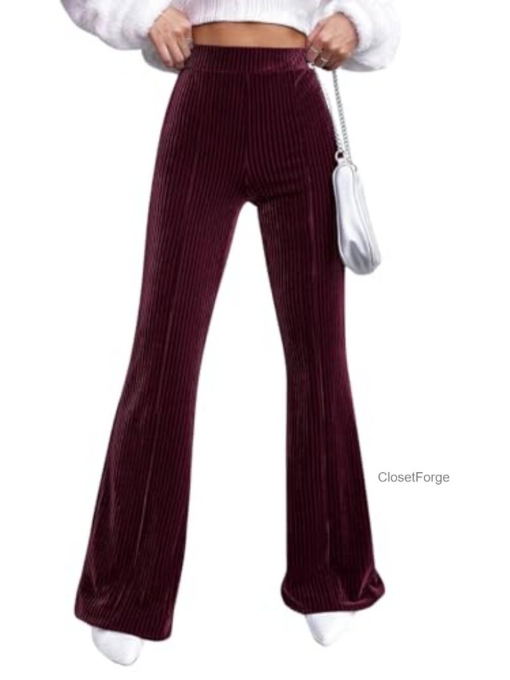 Women's High Waisted Flare Wide Leg Bell Bottom Trousers Casual Pants